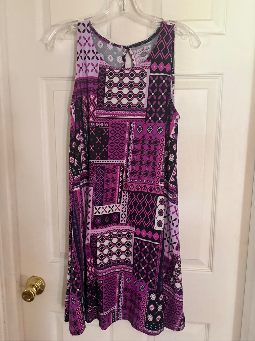 Bobbie Brooks Purple and Black Patchwork Mini  Swing Dress